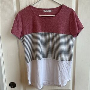 Women's Striped Pink and Gray Top